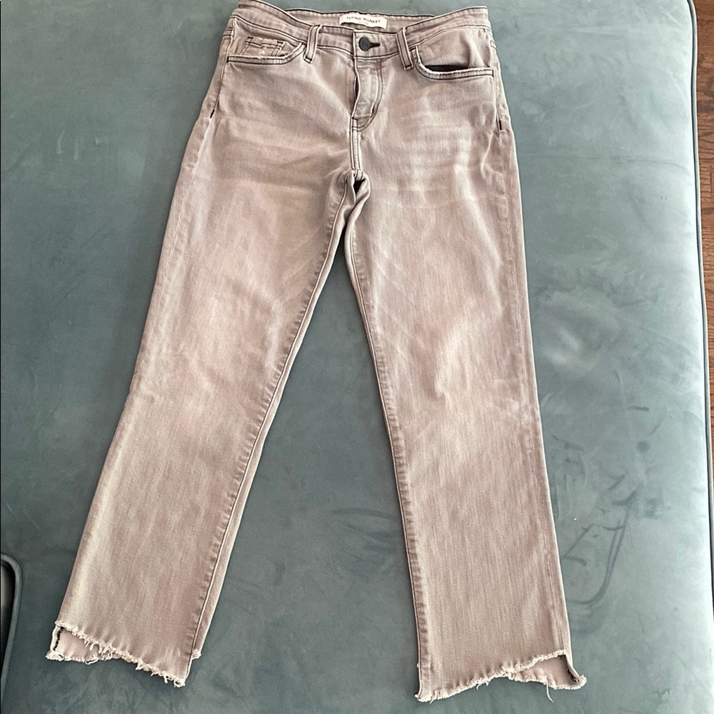 Flying Monkey Gray Straight Leg Jeans Raw Hem size 27